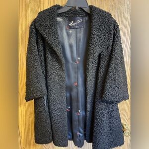 Vintage Coplin's Black Astrakhan Lamb Fur Coat